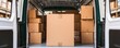 © Jayda_ArtistryHub - A parcel box being packed into a delivery van, with the back of the van filled with other boxes and packages, emphasizing the logistics process, Realism, Photography