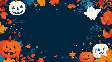 Wall Mural - Halloween Pumpkin   Ghost Banner   Autumn Background