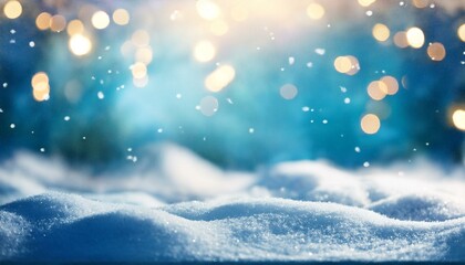 Wall Mural - Christmas winter background with snow and blurred bokeh.Merry christmas and happy new year 
