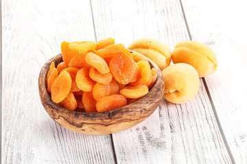 Dried apricot heap in the bowl