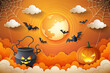 © C1127Phakhin - halloween background with pumpkin and bats