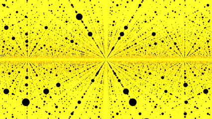 Wall Mural - flying inside abstract space with rows of flying dots. animation. endless quantity of levitating sph