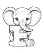 © Andreas - Coloring page for kids letter E with elephant.