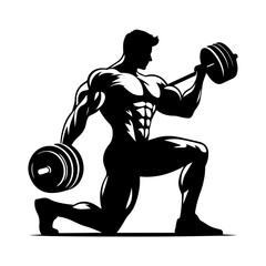 Poster -  body builder man vector illustration