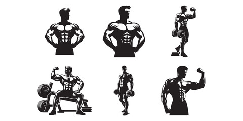 Poster -  body builder man vector illustration