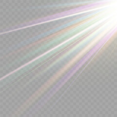 Wall Mural - Rainbow crystal star. Crystal ray light, sun shines rainbow red yellow and blue color. Optical fire light effect. Vector lens glare leakage glare reflection effect. Sparkle shine. Sunlight