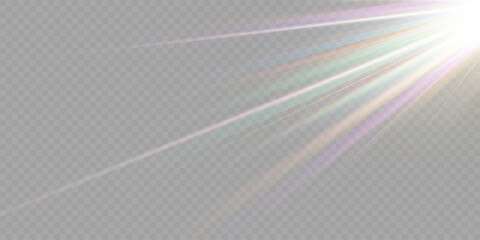 Wall Mural - Rainbow crystal star. Crystal ray light, sun shines rainbow red yellow and blue color. Optical fire light effect. Vector lens glare leakage glare reflection effect. Sparkle shine. Sunlight