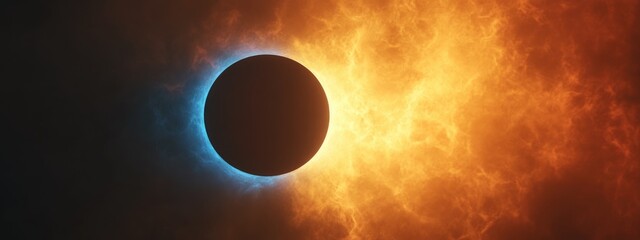 Wall Mural - 3D cartoon rendering featuring the Sun and Moon during a solar eclipse