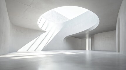 Poster - Abstract modern architectural interior with an empty open space rendered in 3D