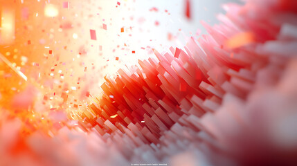 Wall Mural - vibrant abstract composition of red and orange blocks creating dynamic wave-like patterns in a moder
