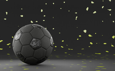 black soccer football on black sparkly background