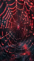 Poster - Spider web with dew drops