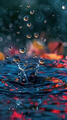 Poster - Water drops splash in a pool