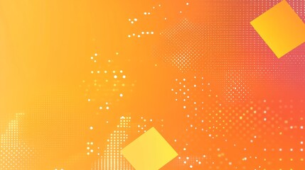 Abstract orange gradient background, with trendy geometric graphic design. Simple minimal square and dots halftone yellow and orange gradient pattern background