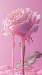 Wall Mural - Pink rose melting into liquid