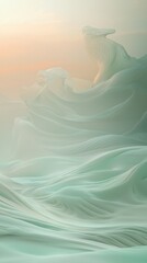 Poster - Enchanting landscape with fluid gradient waves and serene elements.