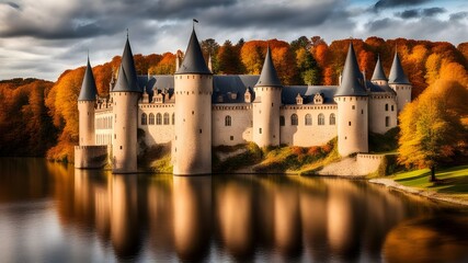 Wall Mural - castle with autumn