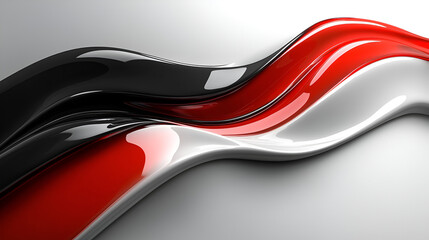 Wall Mural - wavy patterns in black, red, and silver colors create an abstract flow on a smooth surface in a mode
