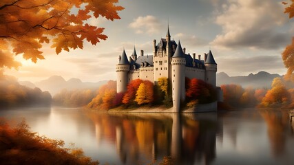 Wall Mural - castle with autumn