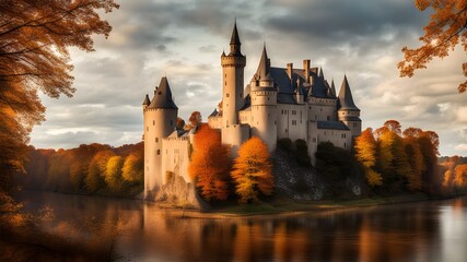 Wall Mural - castle with autumn