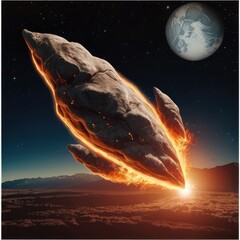 Wall Mural - Fiery Cracked Meteorite Rock with Glowing Flames,realistic fire on a neutral background