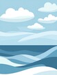 © Serhii - Abstract simple sea view with waves in tranquil colors, new beautiful stock image illustration AI