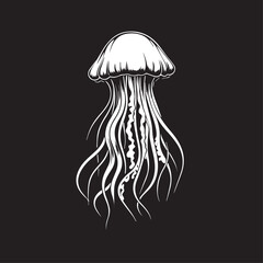 Wall Mural - Jellyfish  in cartoon, doodle style . Image for t-shirt, web, mobile apps and ui. Isolated 2d vector illustration in logo, icon, sketch style, Eps 10, black and white. AI Generative