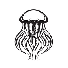 Wall Mural - Jellyfish  in cartoon, doodle style . Image for t-shirt, web, mobile apps and ui. Isolated 2d vector illustration in logo, icon, sketch style, Eps 10, black and white. AI Generative