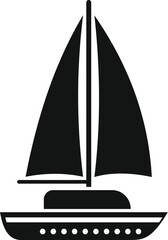 Wall Mural - Simple black silhouette of a sailboat sailing across the water