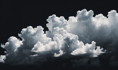 Large white fluffy clouds in a dark sky