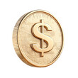 © PTC_KICKCAT - A shiny gold coin with a dollar symbol, representing currency, wealth, and finance in a modern economy.
