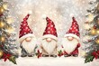 © adobestocker1 - A charming painting on a white background showing three cheerful Christmas gnomes