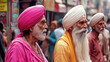 © Jean Isard - Sikhs in vibrant turbans celebrate a local festival