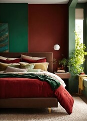 Wall Mural - interior of classic bedroom, comfortable king size bed. ai generative