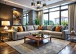 © DigitalArt Max - A stylish and inviting space, this plush sectional features modern design and comfortable seating, perfect for relaxing