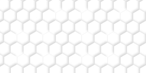 Wall Mural - Abstract pattern with hexagonal white and gray technology line paper background. Hexagonal 3d vector grid tile and mosaic structure simple style hexagonal graphic concept. Futuristic surface design.	
