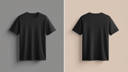 black t-shirt mockup front and back white background