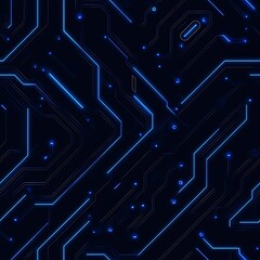 Futuristic abstract circuit board design featuring blue lines against a black background, perfect for technology-themed projects.