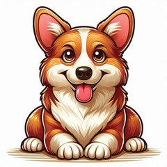 Sticker - Cute Corgi dogs Vector Cartoon illustration