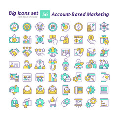 Wall Mural - account-based marketing rgb color icons set. customer acquisition, sales cycle. advertising strategy