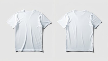 front and back white t-shirt mockup with white background