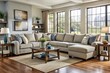 © DigitalArt Max - Cozy up in this inviting living room, featuring a modern sectional sofa with plush pillows and stylish accents,