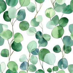 Wall Mural - The illustration features a hand painted baby and silver dollar eucalyptus branch isolated on a white background. This illustration can be used for printing, fabric designs, and backgrounds.