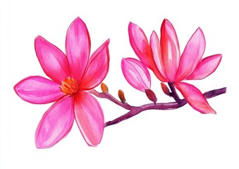 Wall Mural - Illustration of a seamless magnolia pattern painted in watercolor