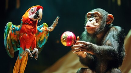 Macaw and Chimpanzee