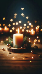 Poster - Minimalist image of a candlelight and festive bokeh