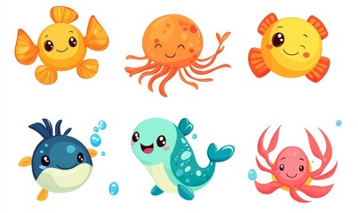 Sticker - Animals under the sea and in rivers. A variety of fishes can be found here