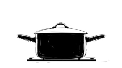 Wall Mural - Pressure cooker with locked lid on stove, steam visibly escaping from the valve