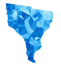 Wall Mural - An isolated illustration of a blue silhouette of a California map (USA). Polygonal geometric style.