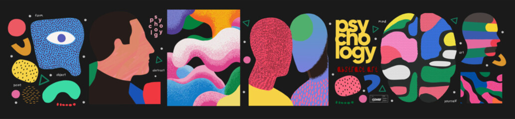 psychology. vector abstract modern illustration of psychology, shapes, geometric objects, mental hea